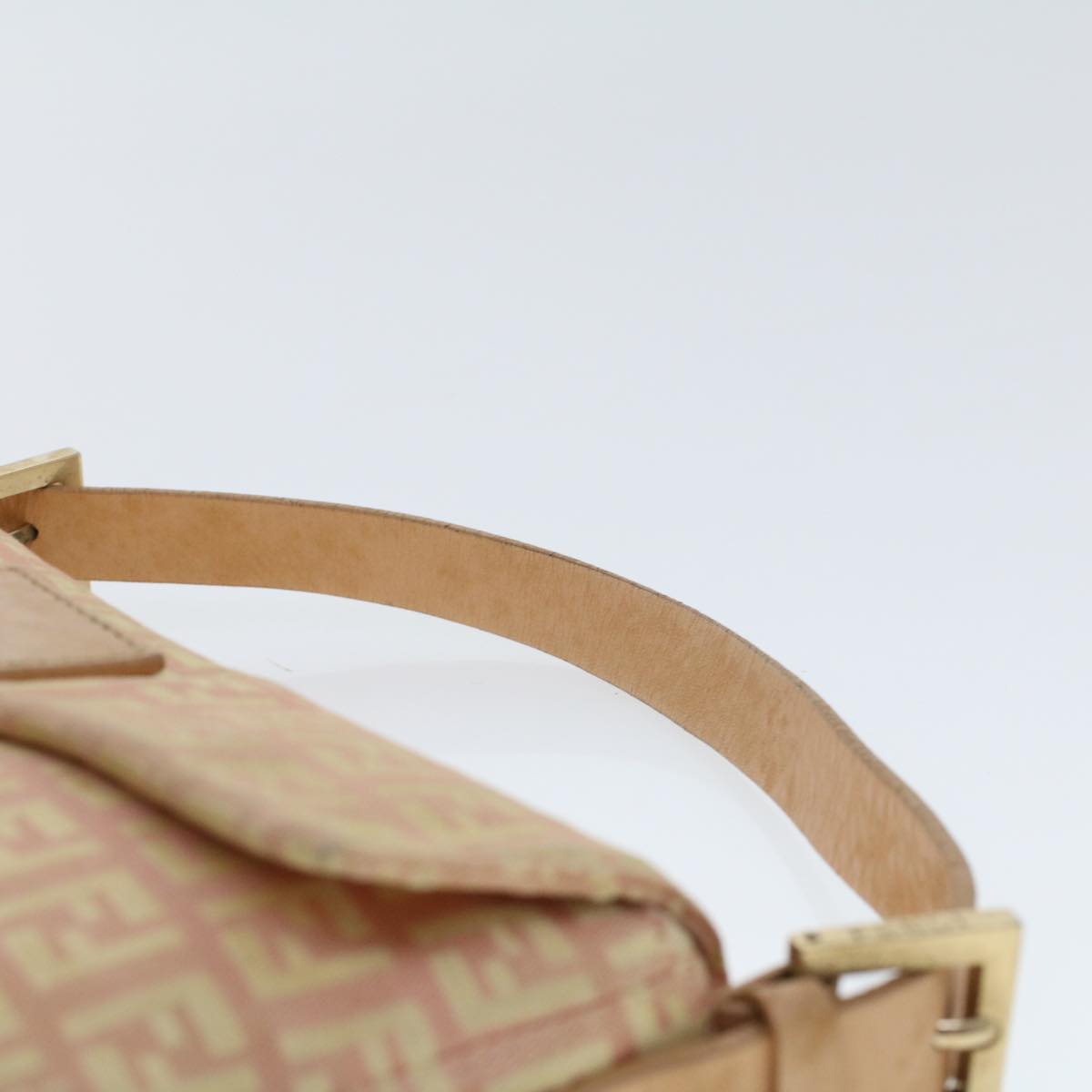 FENDI Zucchino Canvas Mamma Baguette Shoulder Bag Pink 43299