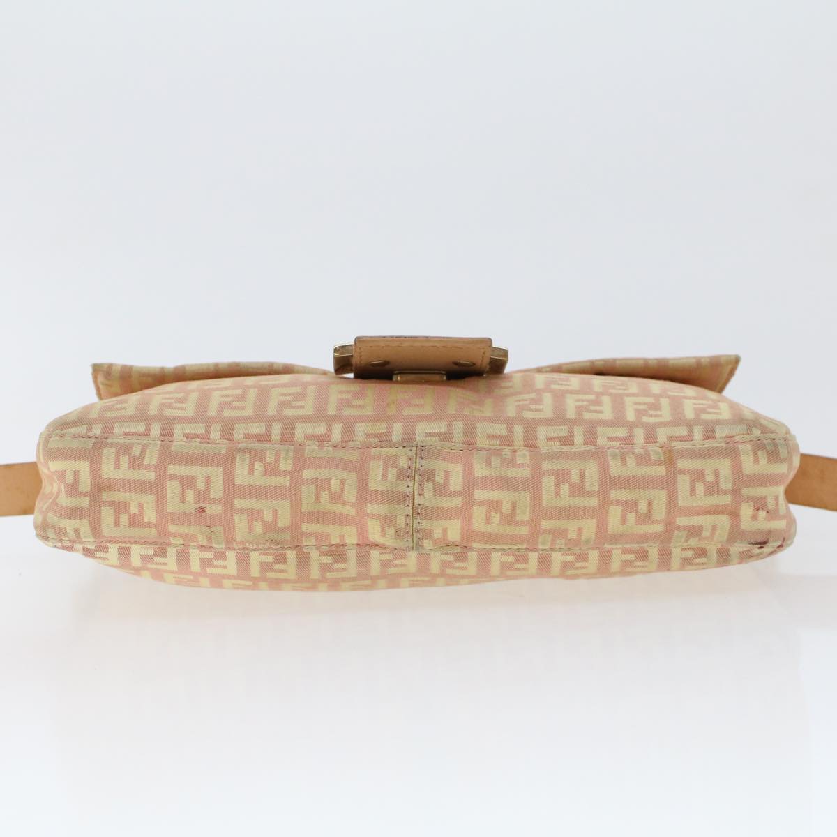 FENDI Zucchino Canvas Mamma Baguette Shoulder Bag Pink 43299