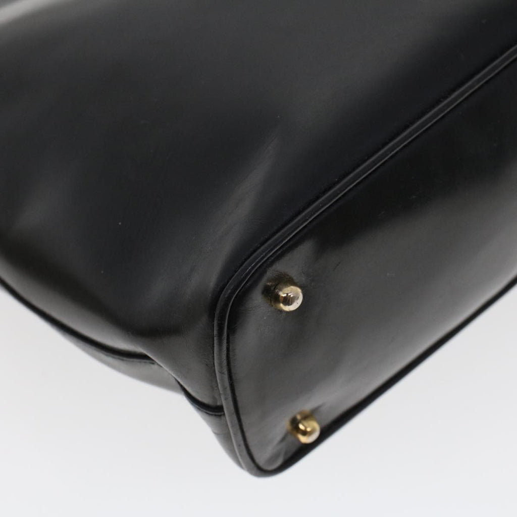 GUCCI Bamboo Clasp Hand Bag Leather Black 000.781.0295 43320