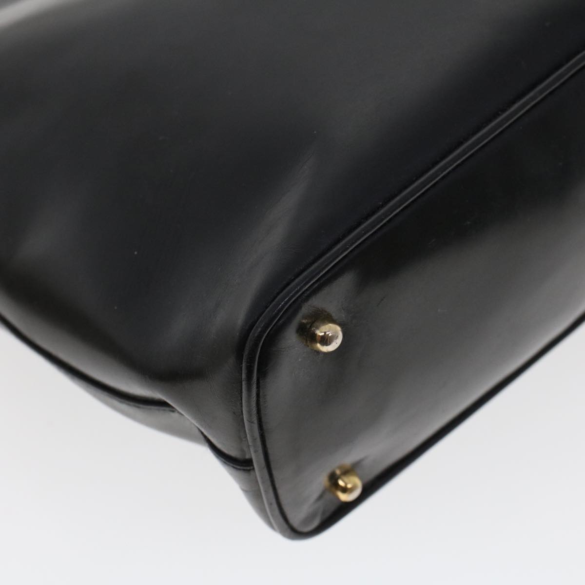 GUCCI Bamboo Clasp Hand Bag Leather Black 000.781.0295 43320