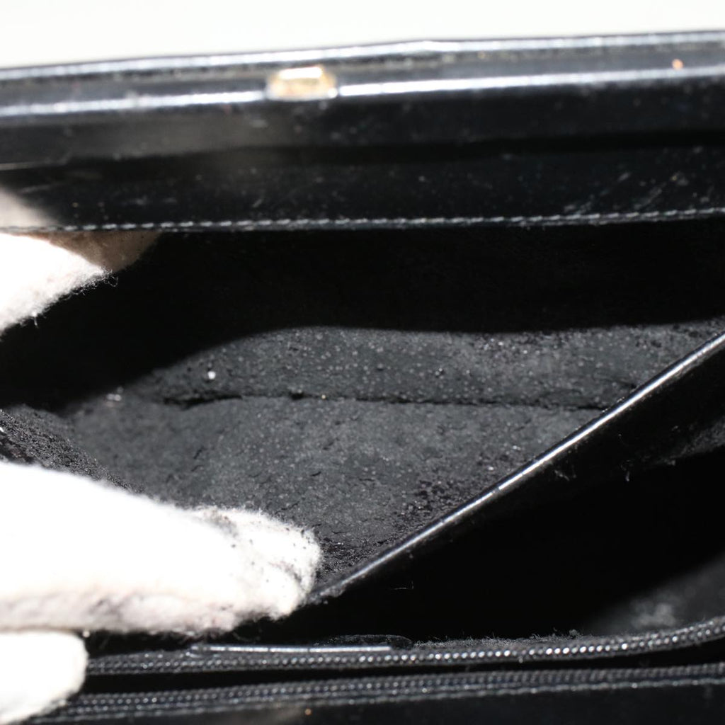 GUCCI Bamboo Clasp Hand Bag Leather Black 000.781.0295 43320