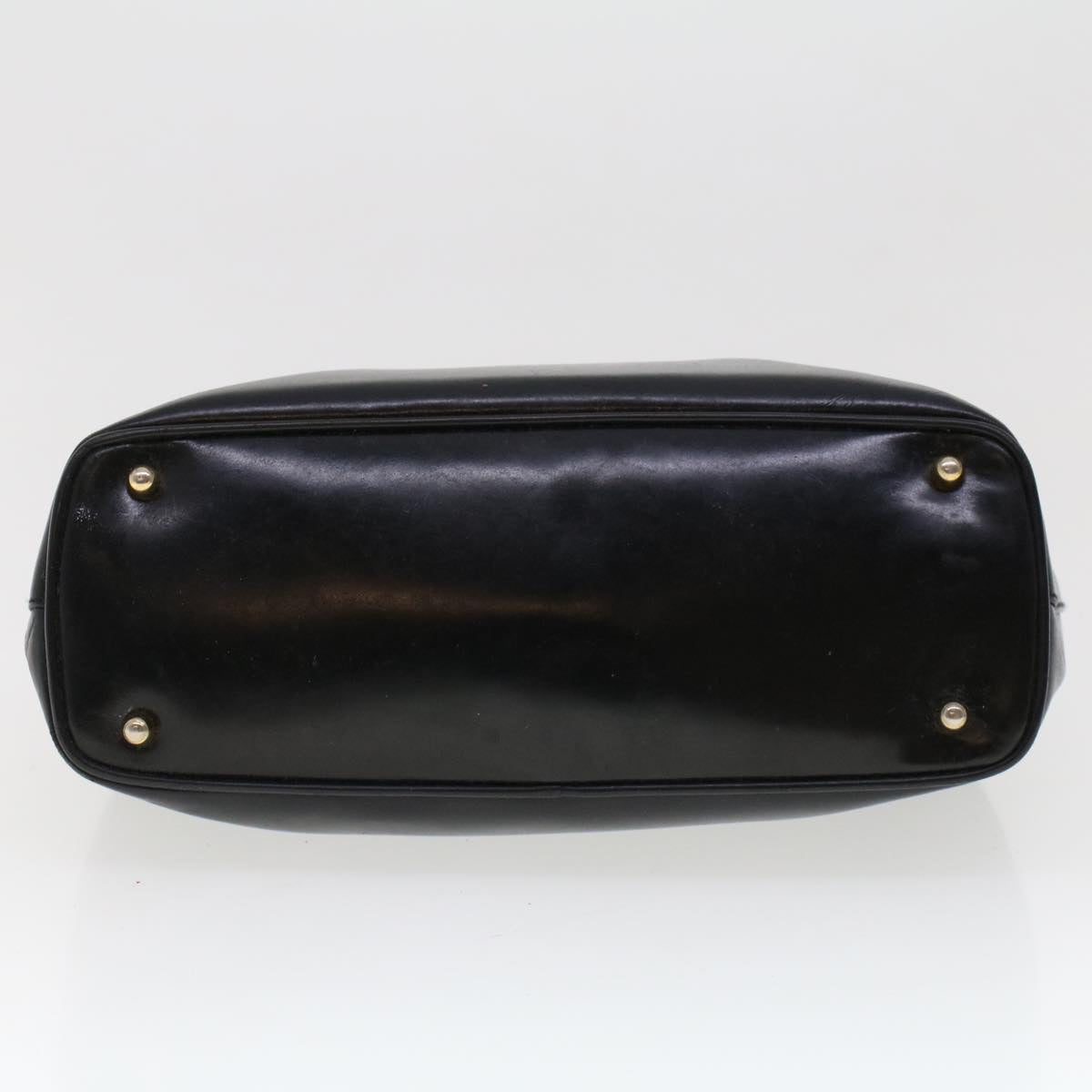 GUCCI Bamboo Clasp Hand Bag Leather Black 000.781.0295 43320