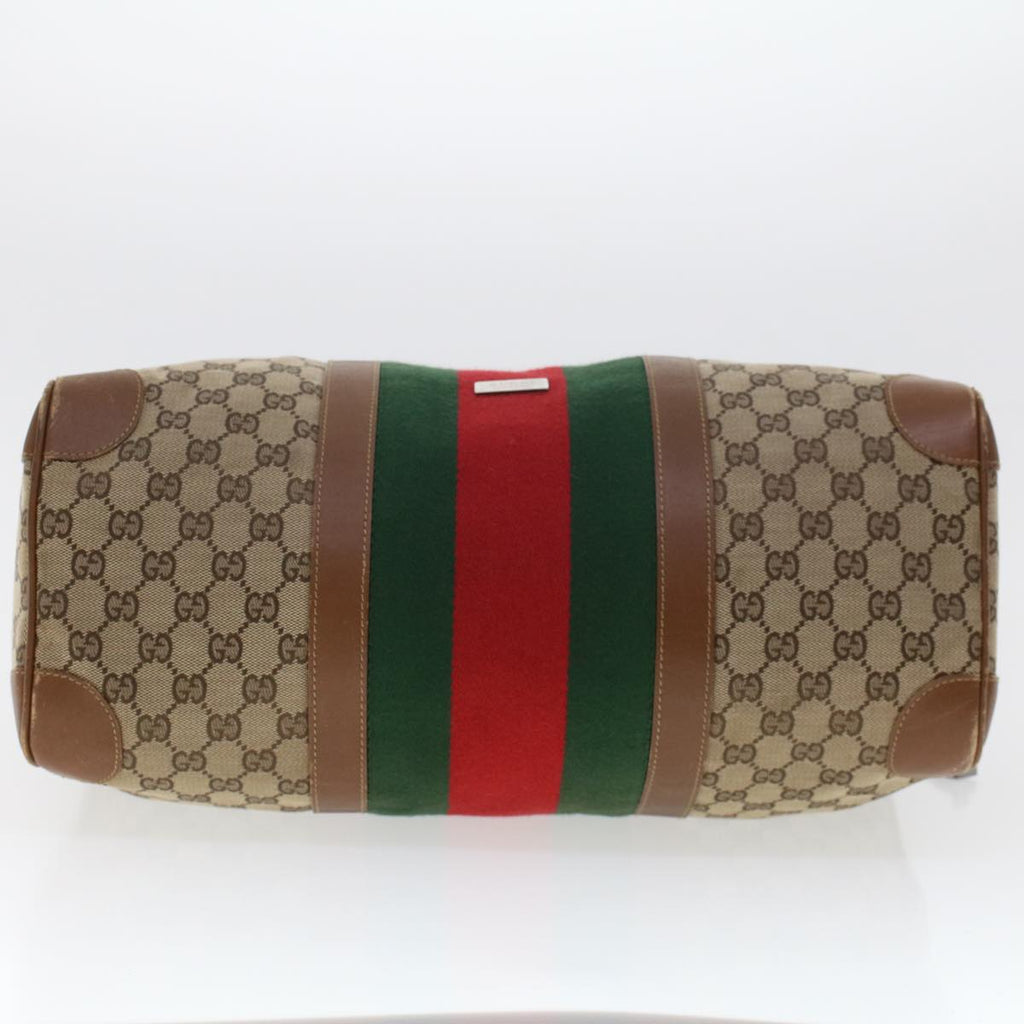 GUCCI GG Canvas Web Sherry Line Boston Bag Beige Red 2122.000.5301 43326