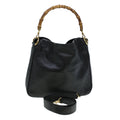 GUCCI Bamboo Hand Bag Leather 2way Black 001.3444.1638 43328