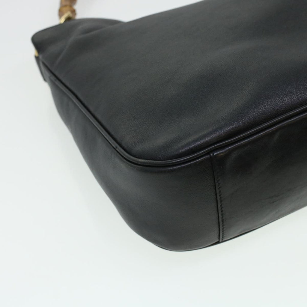 GUCCI Bamboo Hand Bag Leather 2way Black 001.3444.1638 43328