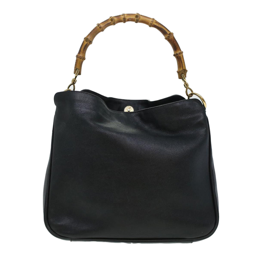 GUCCI Bamboo Hand Bag Leather 2way Black 001.3444.1638 43328