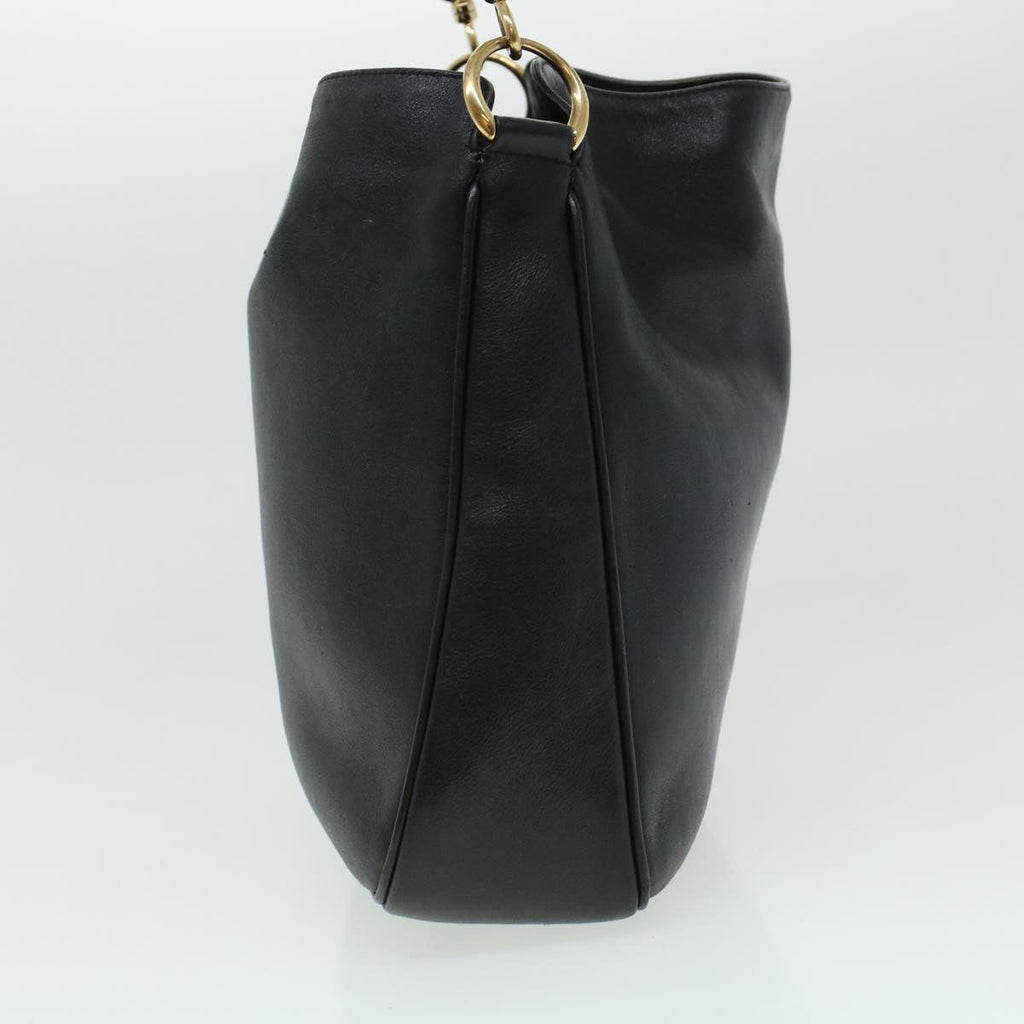 GUCCI Bamboo Hand Bag Leather 2way Black 001.3444.1638 43328