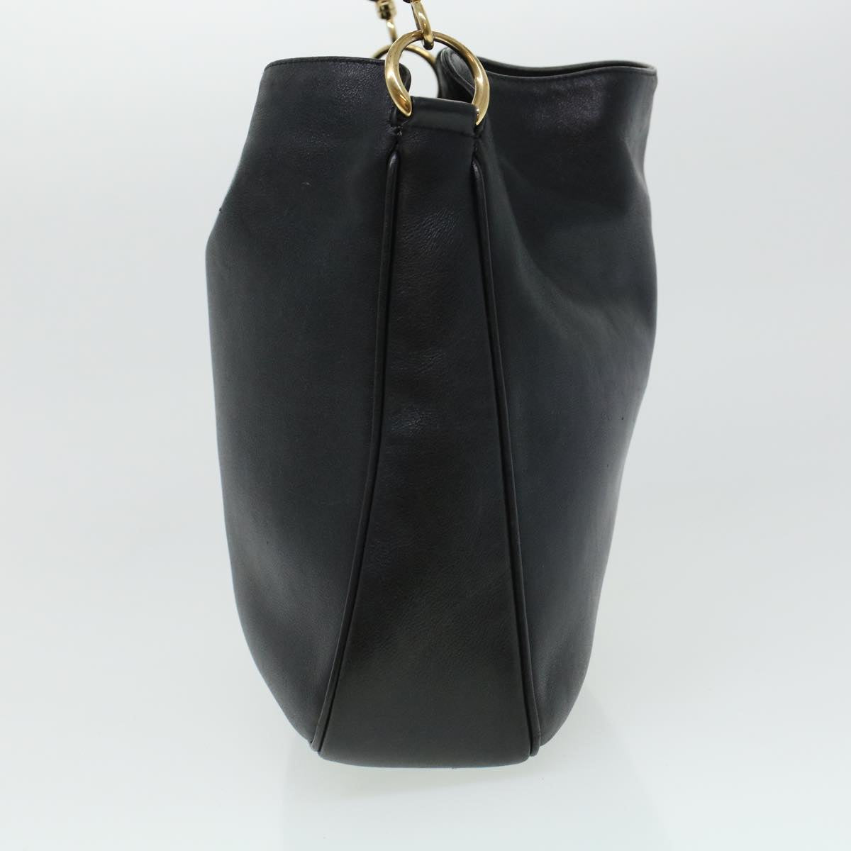 GUCCI Bamboo Hand Bag Leather 2way Black 001.3444.1638 43328
