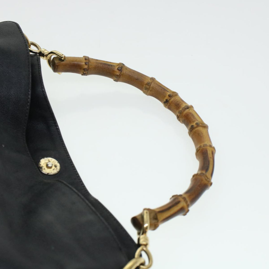 GUCCI Bamboo Hand Bag Leather 2way Black 001.3444.1638 43328
