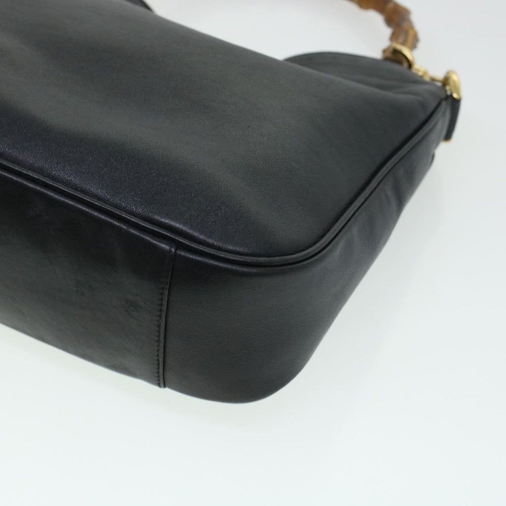 GUCCI Bamboo Hand Bag Leather 2way Black 001.3444.1638 43328
