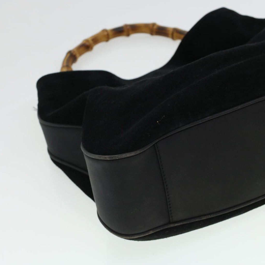 GUCCI Bamboo Hand Bag Suede 2way Black 43330