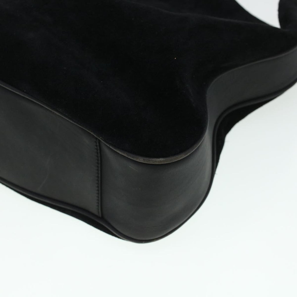 GUCCI Bamboo Hand Bag Suede 2way Black 43330