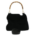 GUCCI Bamboo Hand Bag Suede 2way Black 43330