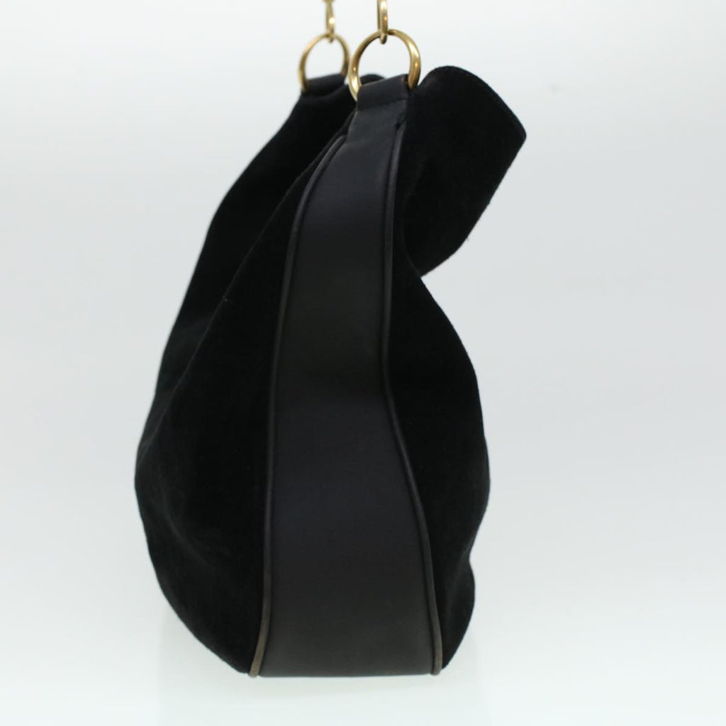 GUCCI Bamboo Hand Bag Suede 2way Black 43330