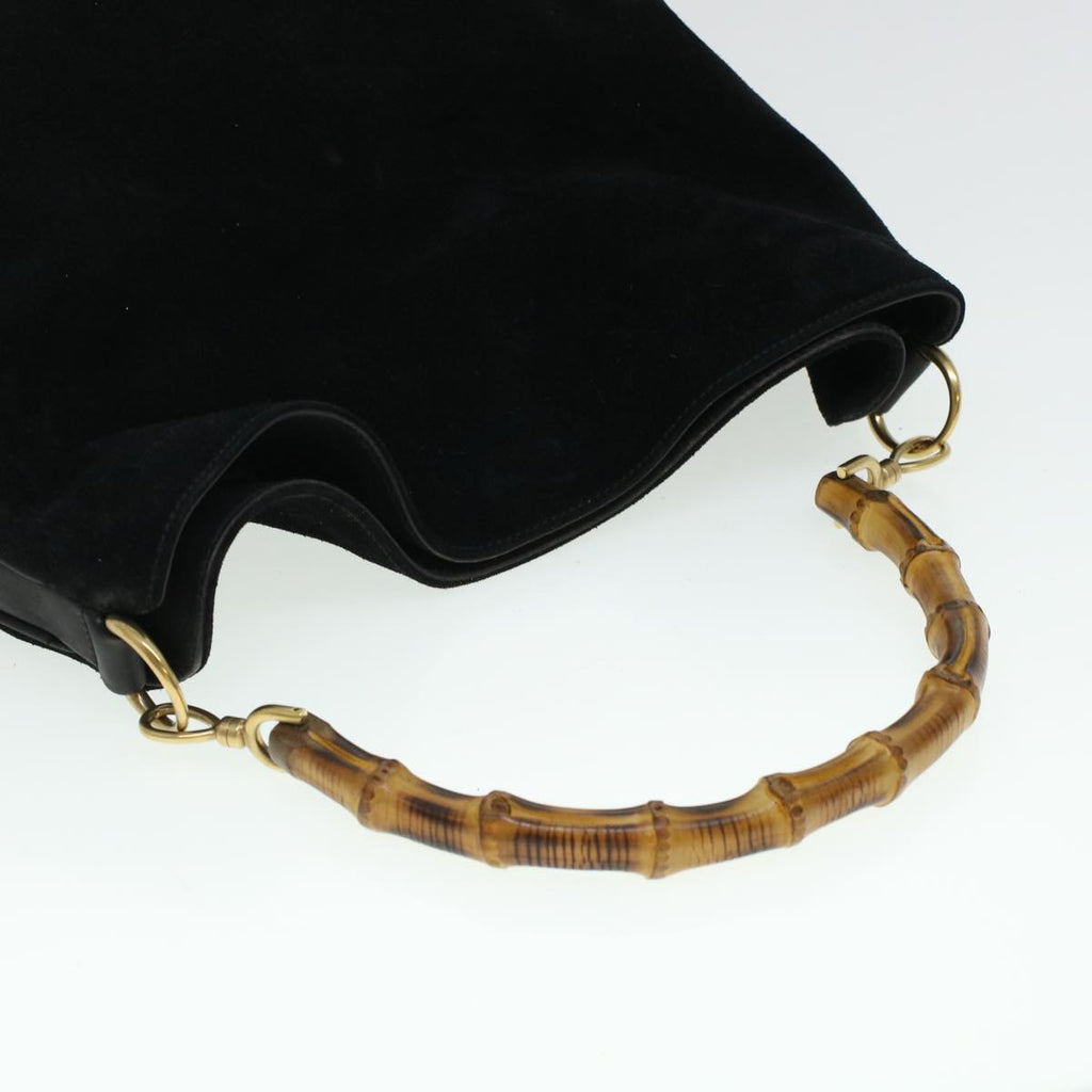 GUCCI Bamboo Hand Bag Suede 2way Black 43330
