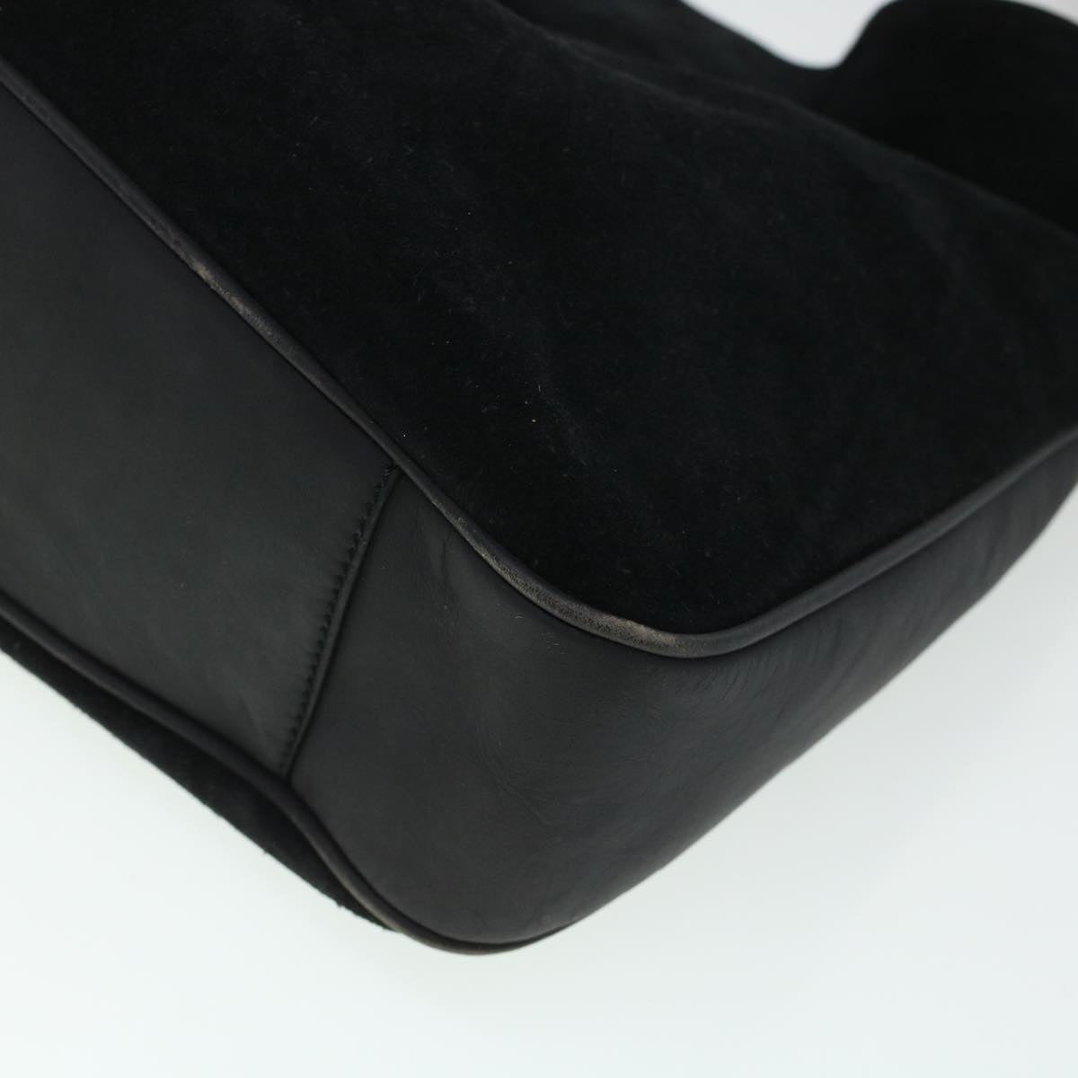 GUCCI Bamboo Hand Bag Suede 2way Black 43330
