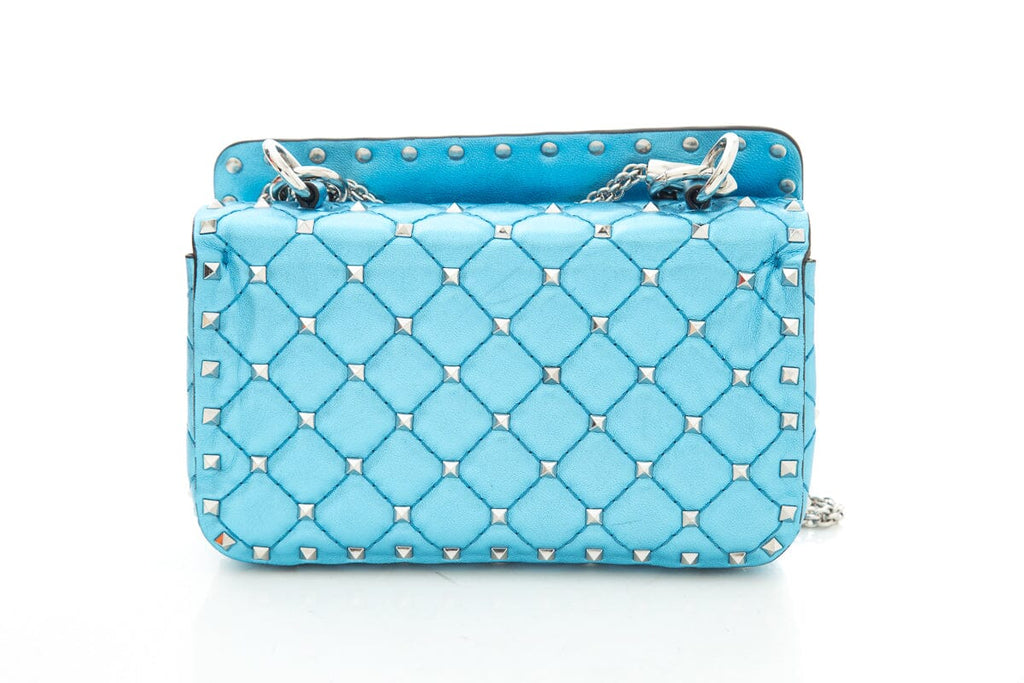 Valentino Garavani Blue Metallic Rockstud "Spike" Cross-Body