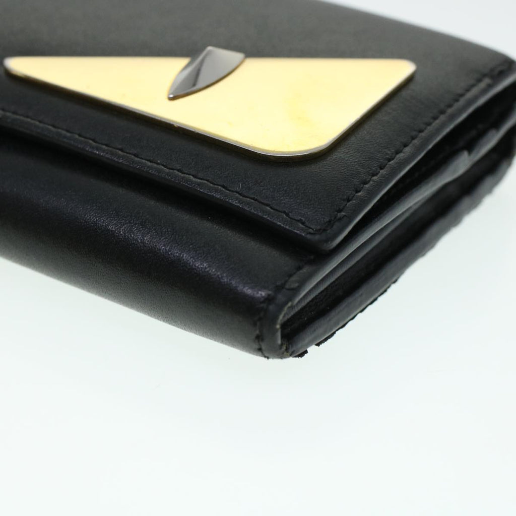 FENDI Bug's Eye Monster Long Wallet Leather Black Gold 43573