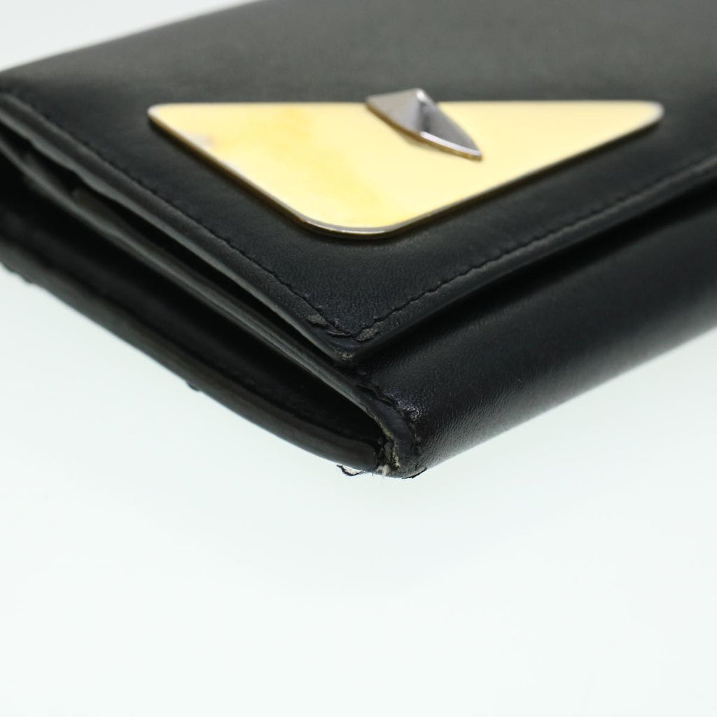 FENDI Bug's Eye Monster Long Wallet Leather Black Gold 43573
