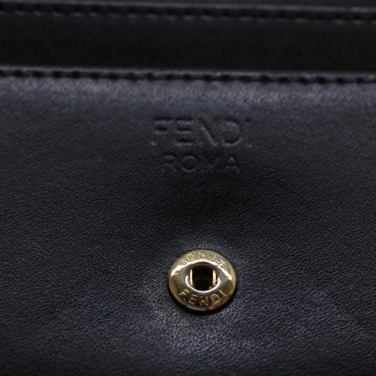 FENDI Bug's Eye Monster Long Wallet Leather Black Gold 43573