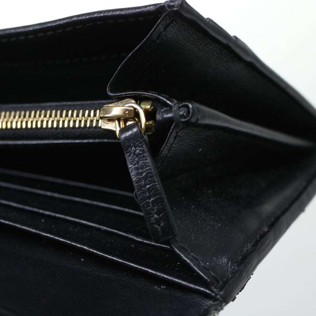 FENDI Bug's Eye Monster Long Wallet Leather Black Gold 43573