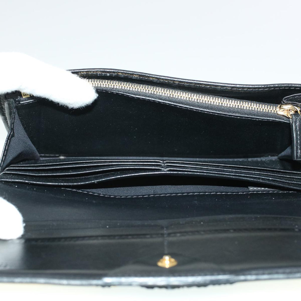 FENDI Bug's Eye Monster Long Wallet Leather Black Gold 43573