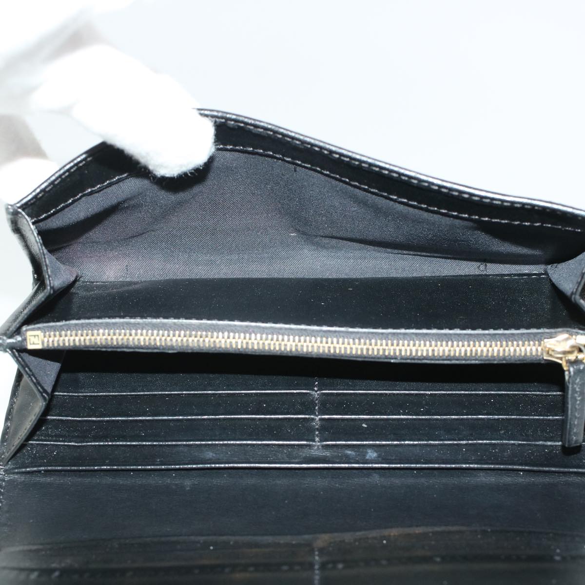 FENDI Bug's Eye Monster Long Wallet Leather Black Gold 43573
