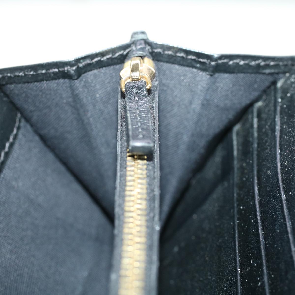 FENDI Bug's Eye Monster Long Wallet Leather Black Gold 43573