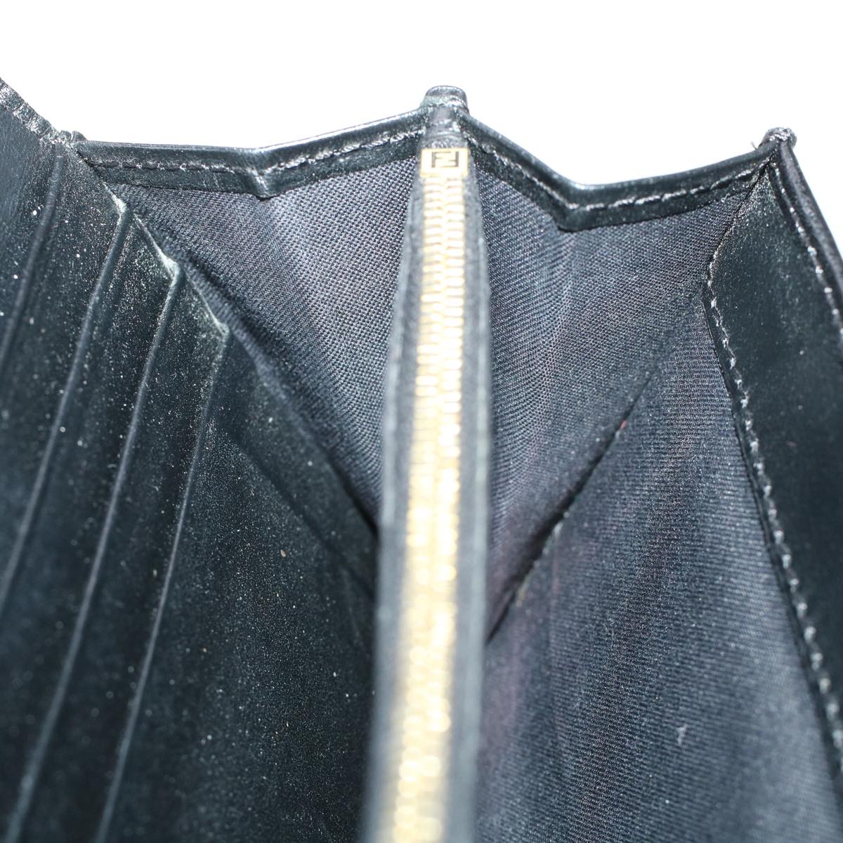 FENDI Bug's Eye Monster Long Wallet Leather Black Gold 43573