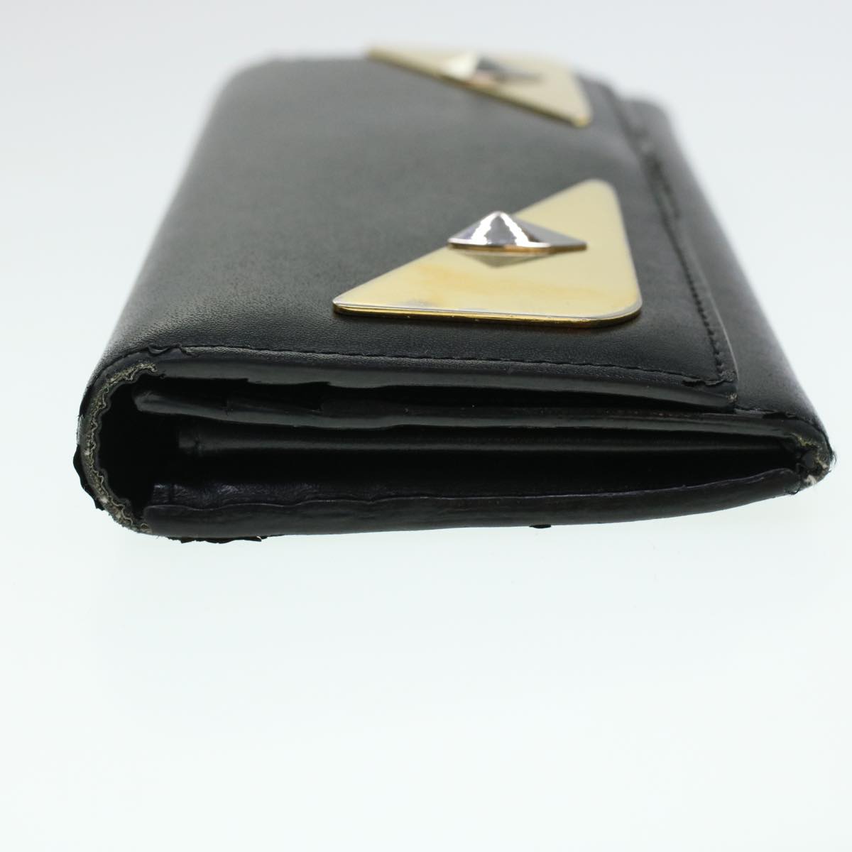 FENDI Bug's Eye Monster Long Wallet Leather Black Gold 43573