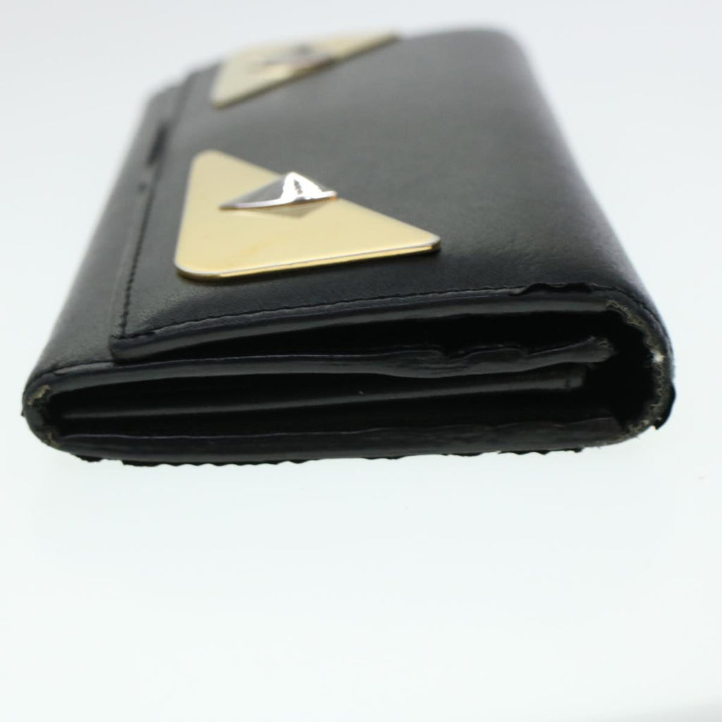 FENDI Bug's Eye Monster Long Wallet Leather Black Gold 43573