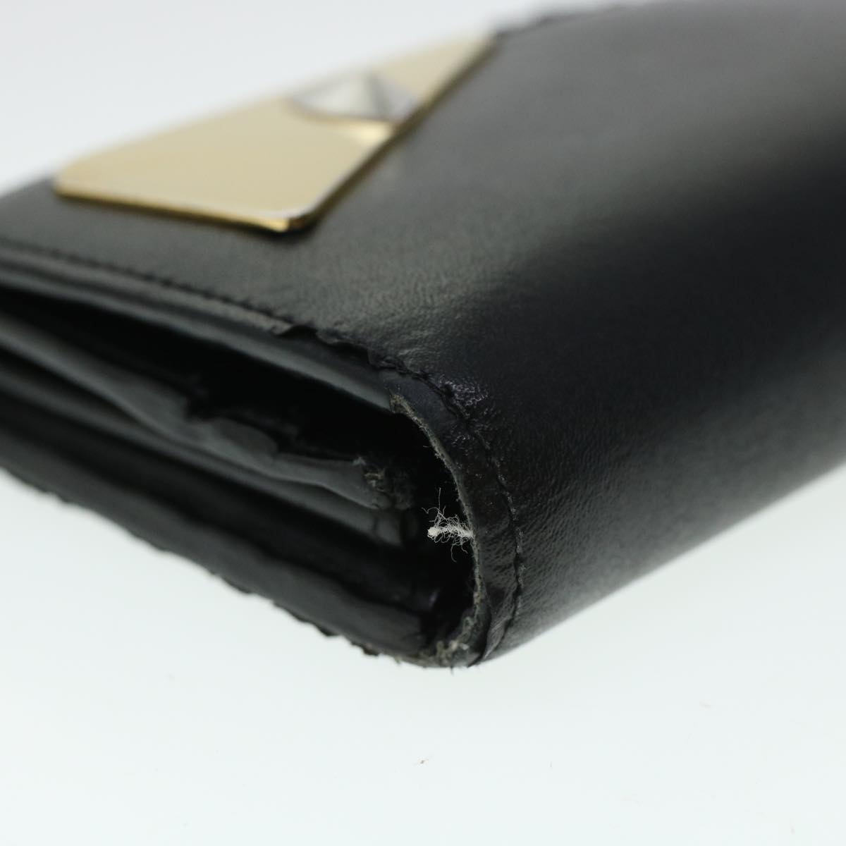 FENDI Bug's Eye Monster Long Wallet Leather Black Gold 43573