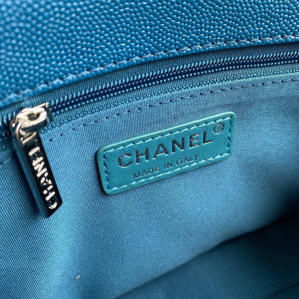 CHLFlap Bag Red Hardware Grained Blue For Women, Women’s Handbags, Shoulder Bags 9.4in/24cm AS2303