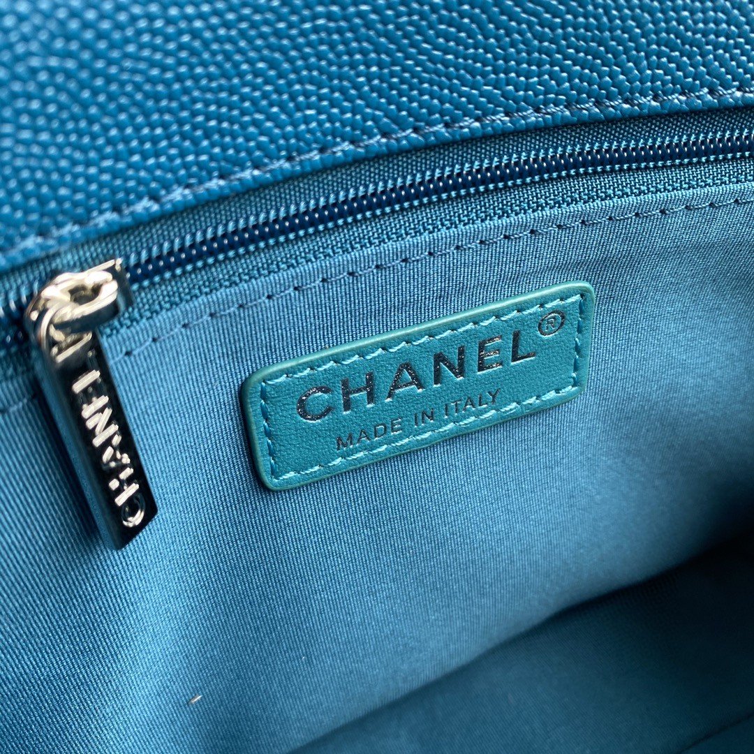 CHLFlap Bag Red Hardware Grained Blue For Women, Women’s Handbags, Shoulder Bags 9.4in/24cm AS2303