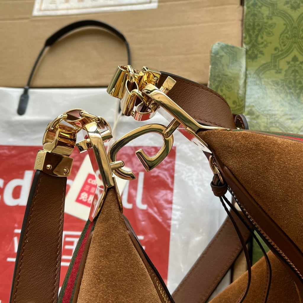 gg Atache Large Shoulder Bag Dark Brown For Women, Women’s Bags 13.8in/35cm gg ‎‎702823 DVVKG 2664