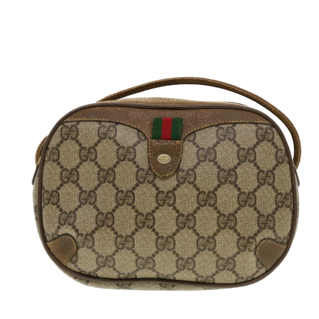 GUCCI GG Supreme Web Sherry Line Shoulder Bag Beige Red 89.02.066 43663