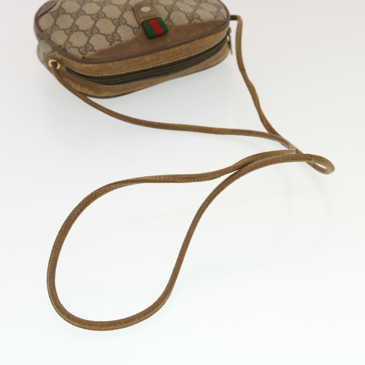 GUCCI GG Supreme Web Sherry Line Shoulder Bag Beige Red 89.02.066 43663