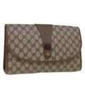 GUCCI GG Canvas Web Sherry Line Clutch Bag Beige Red 89.01.031 43670