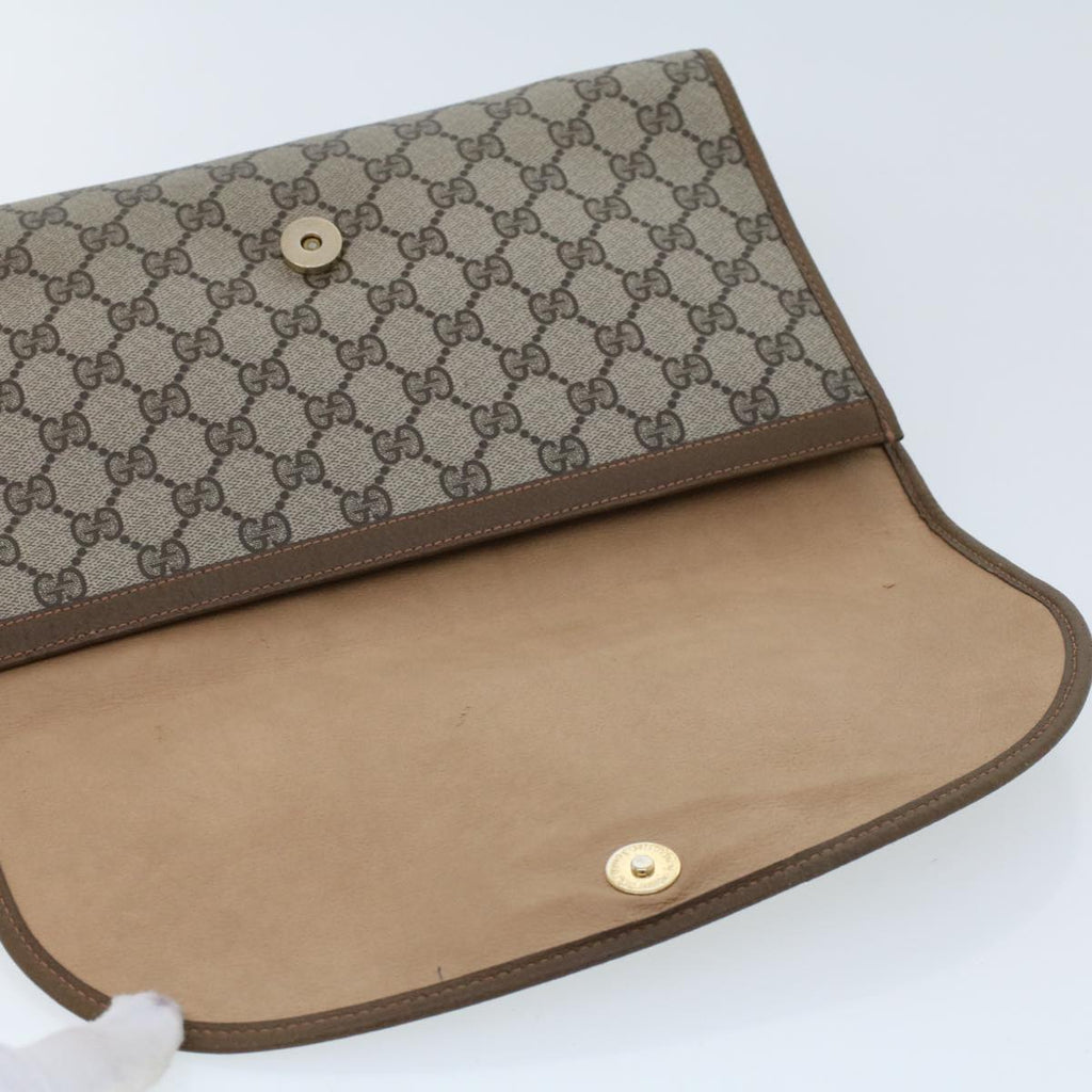 GUCCI GG Canvas Web Sherry Line Clutch Bag Beige Red 89.01.031 43670
