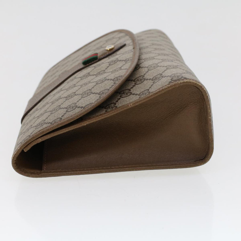 GUCCI GG Canvas Web Sherry Line Clutch Bag Beige Red 89.01.031 43670