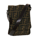 FENDI Zucca Canvas Shoulder Bag Black Brown 43693