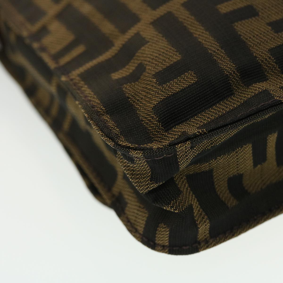 FENDI Zucca Canvas Shoulder Bag Black Brown 43693