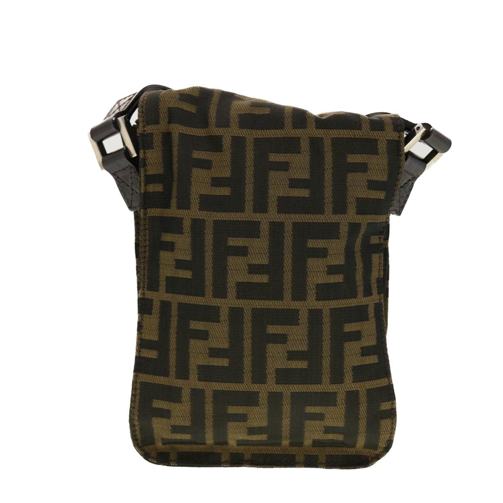 FENDI Zucca Canvas Shoulder Bag Black Brown 43693