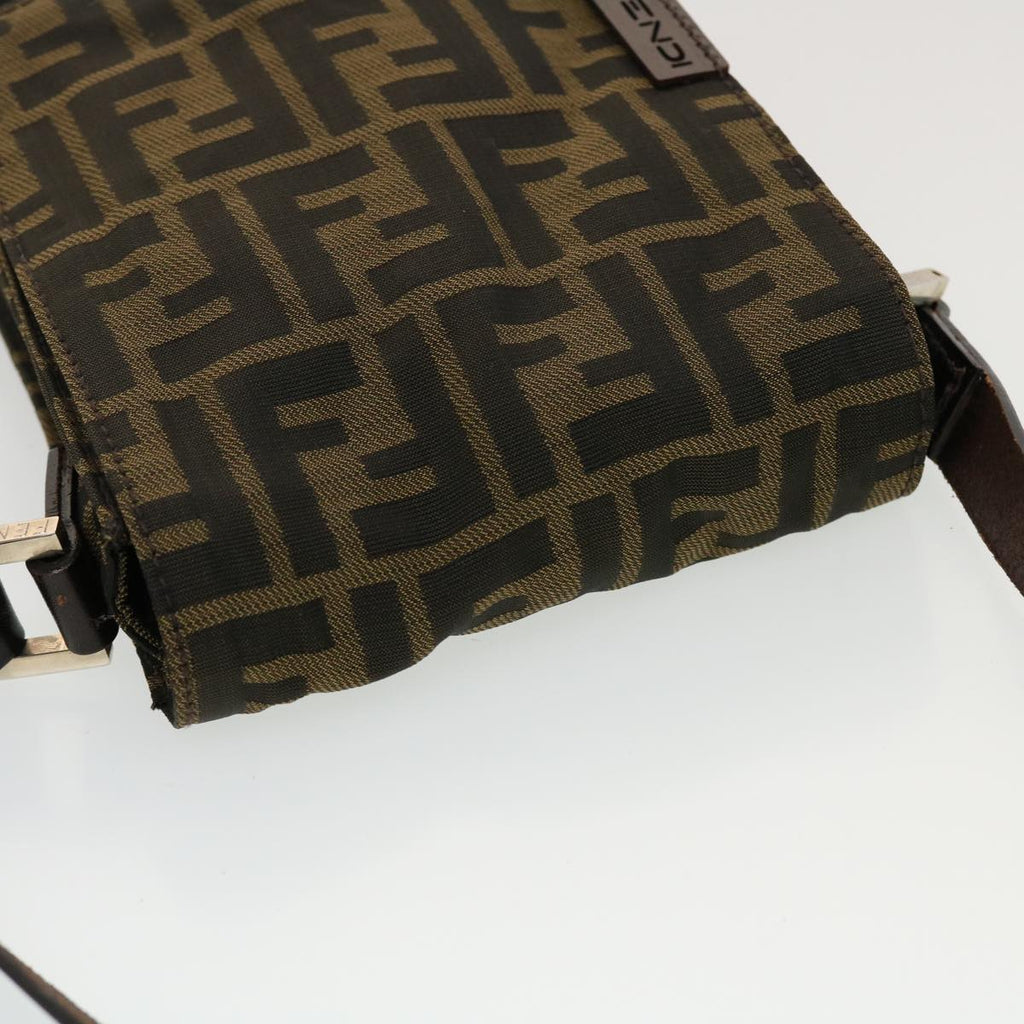 FENDI Zucca Canvas Shoulder Bag Black Brown 43693