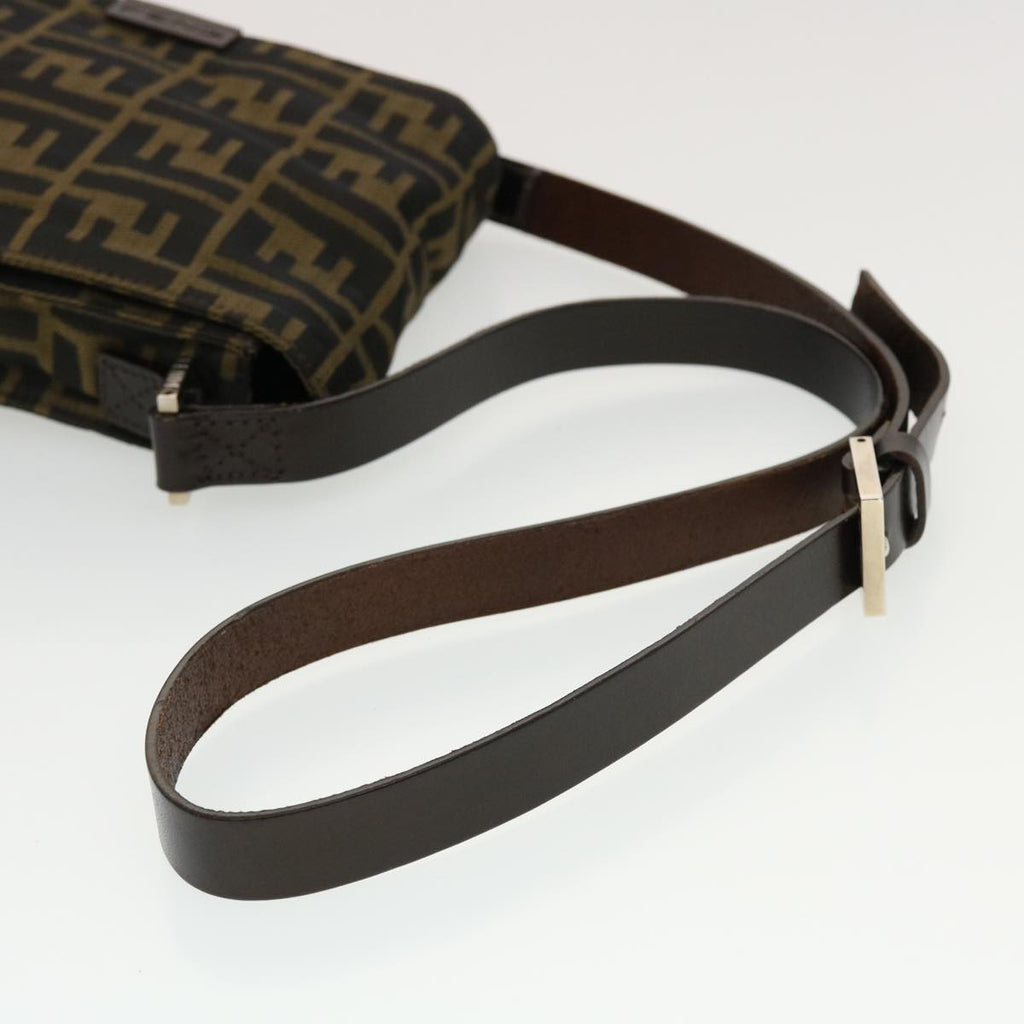 FENDI Zucca Canvas Shoulder Bag Black Brown 43693