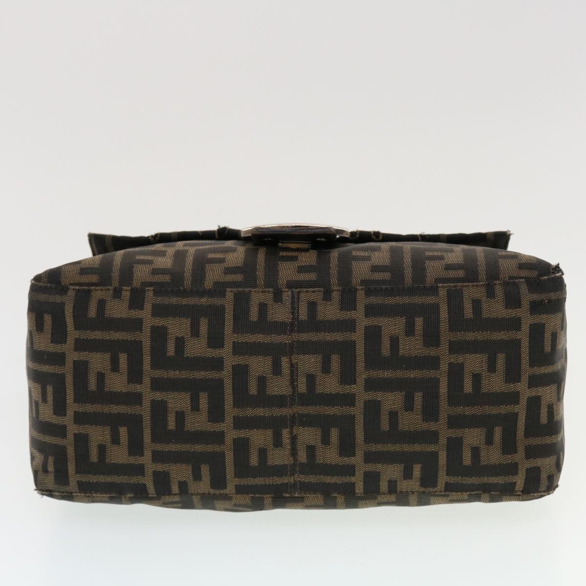 FENDI Mamma Baguette Zucca Canvas Shoulder Bag Nylon Brown Black 43694