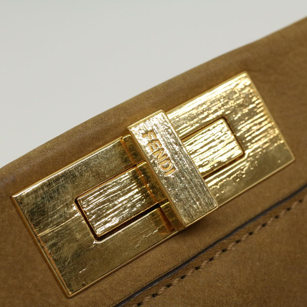 FENDI Peek A Boo Hand Bag Suede 2way Brown 43698