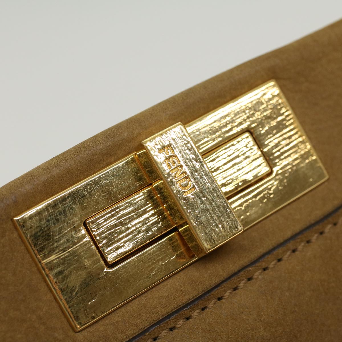 FENDI Peek A Boo Hand Bag Suede 2way Brown 43698