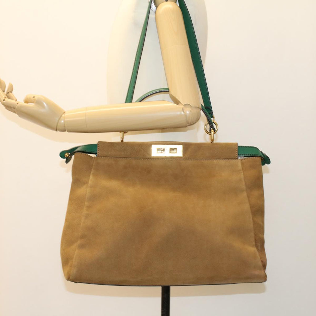 FENDI Peek A Boo Hand Bag Suede 2way Brown 43698