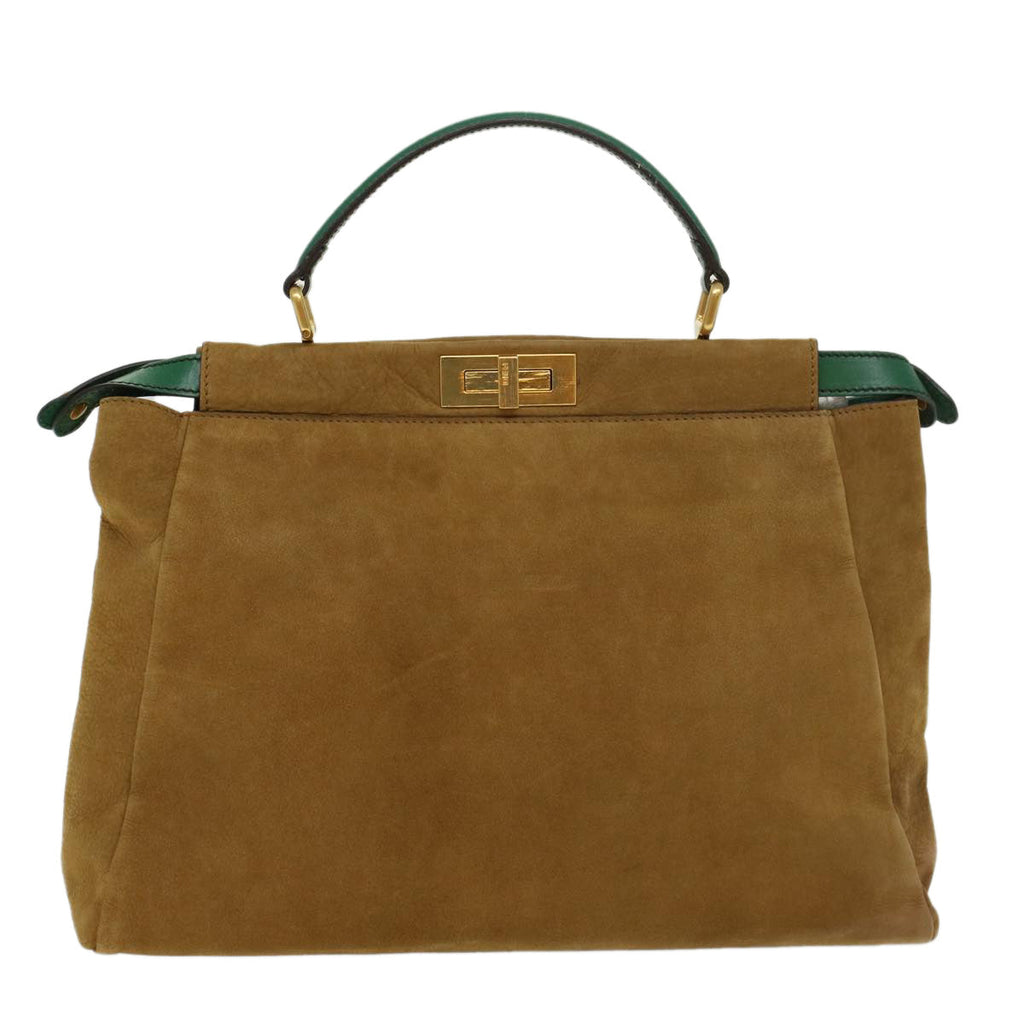 FENDI Peek A Boo Hand Bag Suede 2way Brown 43698